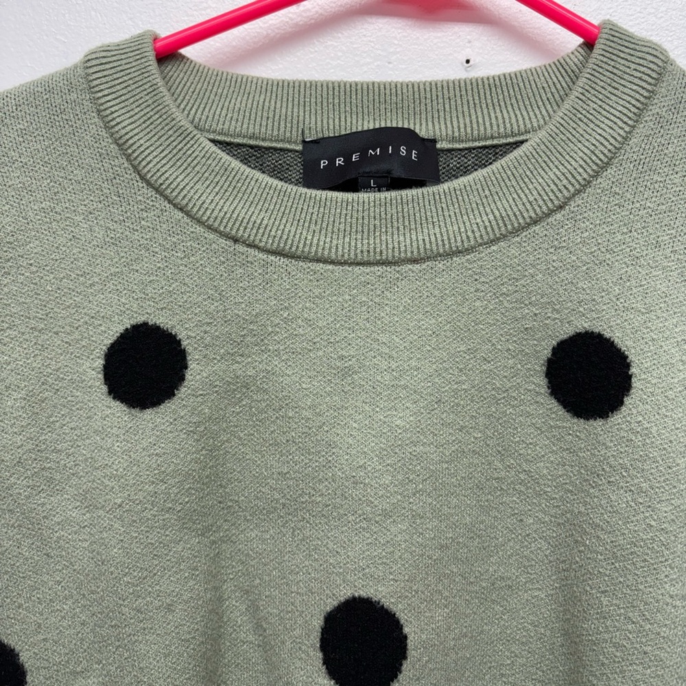 🧿PRICE FIRM🧿 PREMISE Mint Green Polka Dot Sweater - Picture 3 of 10